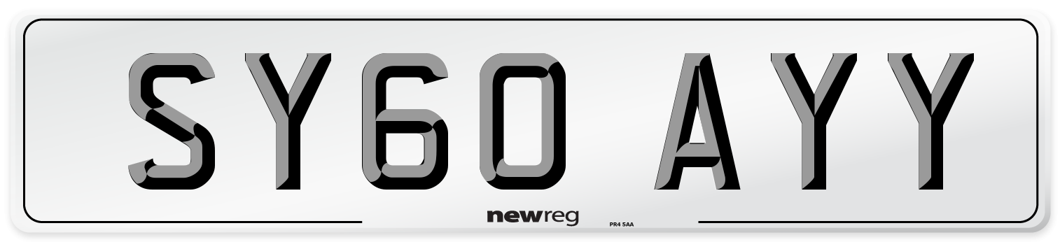 SY60 AYY Number Plate from New Reg